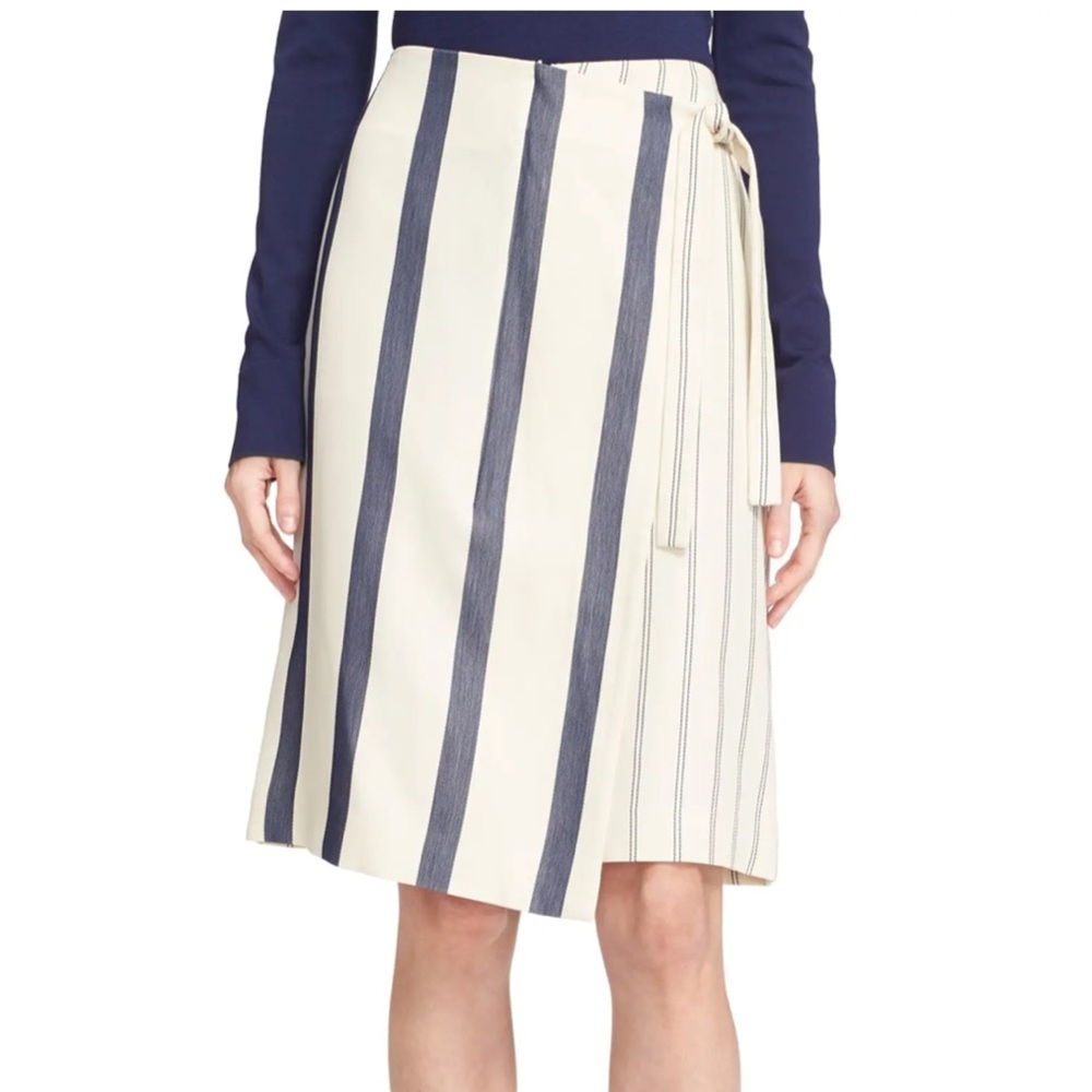 Grey Jason Wu Stripe Twill Wrap Skirt - image 1